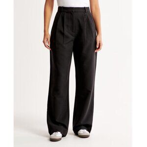 Abercrombie & Fitch Curve Love Sloane Tailored Wide Leg Pants Womens 10S Black